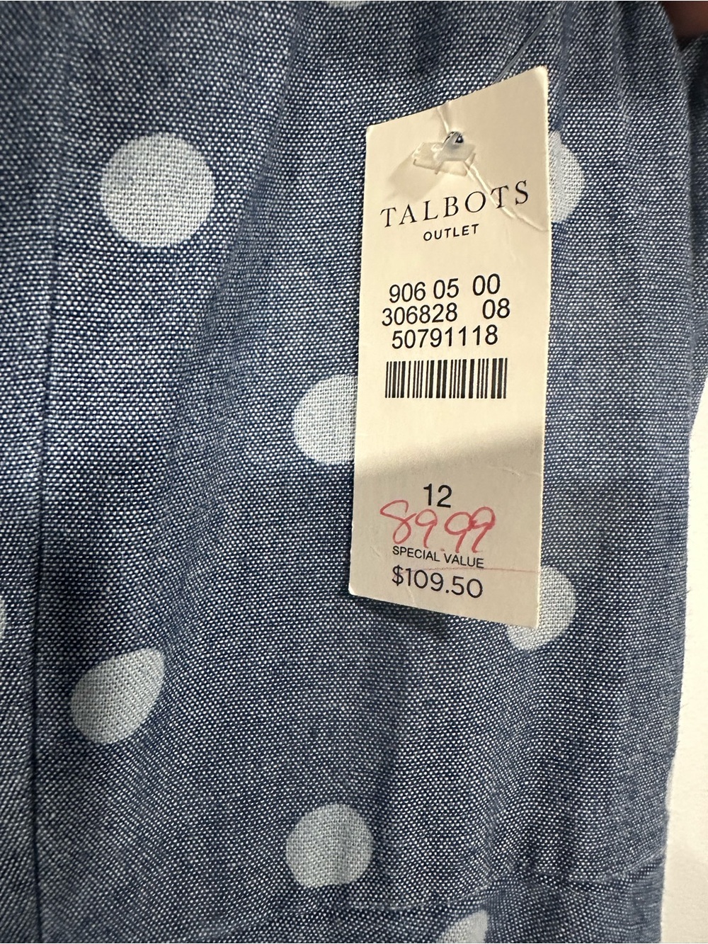NWT Talbots Chambray Polka Dot A-line Fit & Flare Sleeveless Dress Women’s 12 - Picture 4 of 5